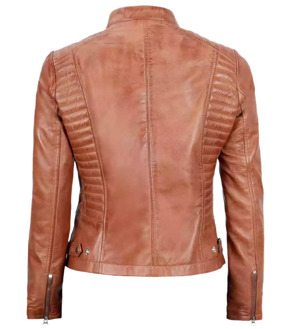 womens tan real leather jacket