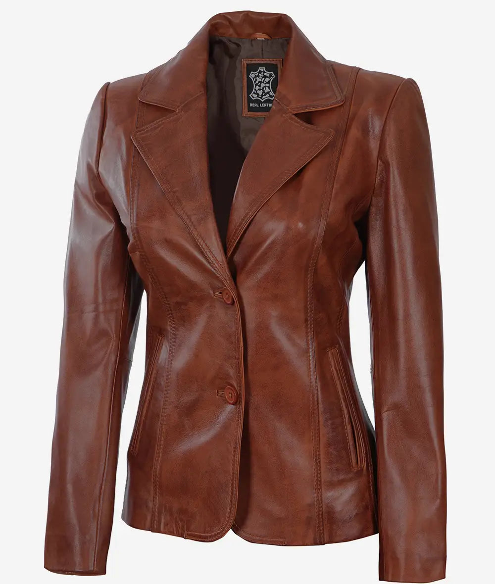 Leather blazer for women