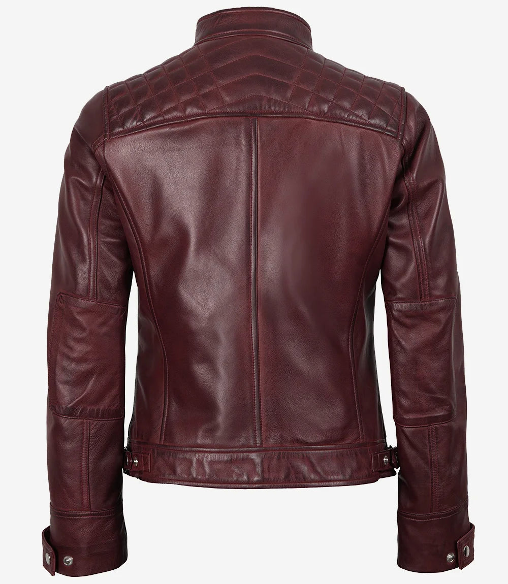 Brown leather jacket on a white background