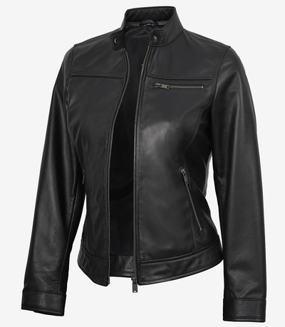Bickford Women's Black Real Leather Biker Style Jacket