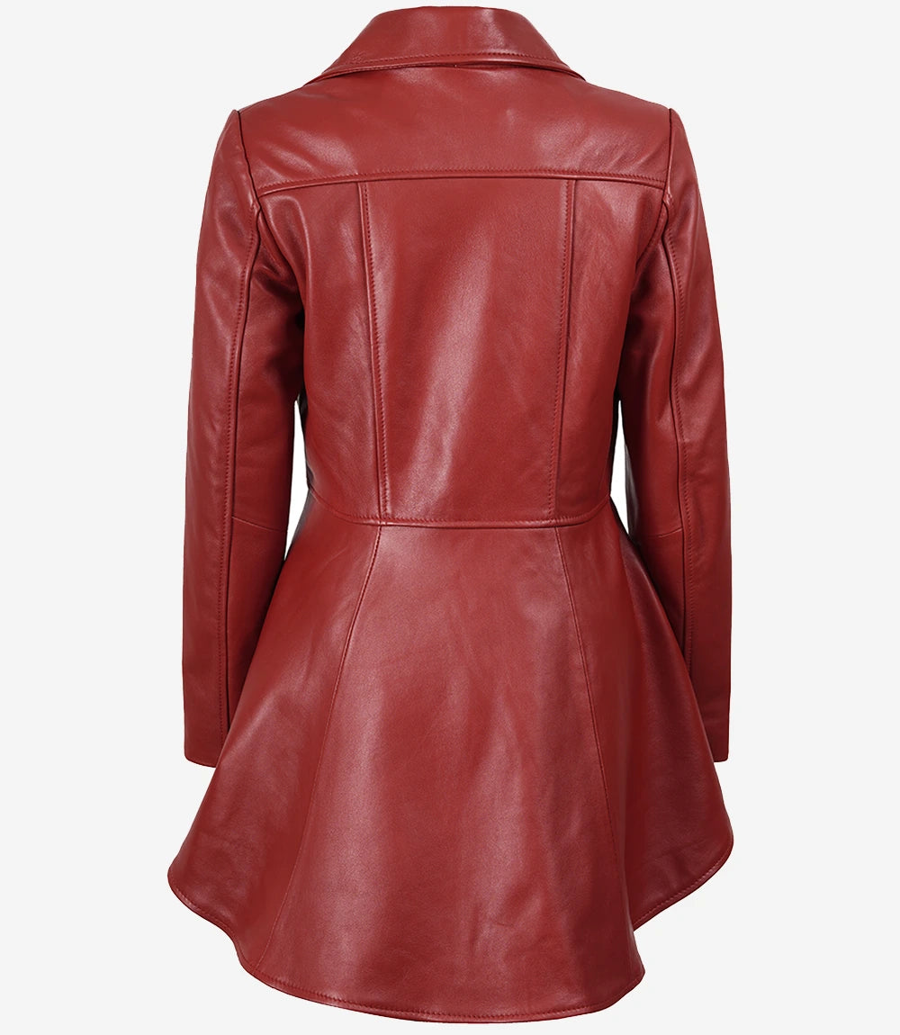 Red leather coat on a white background