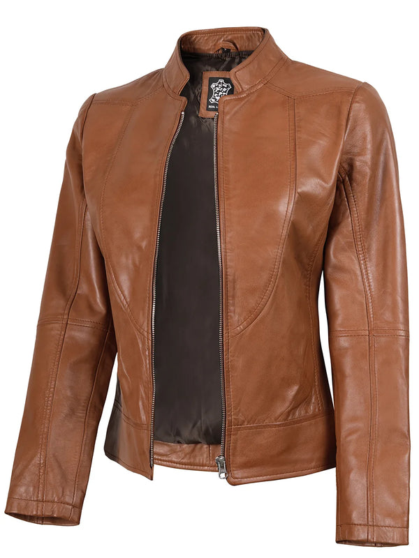 womens leather jacket tan