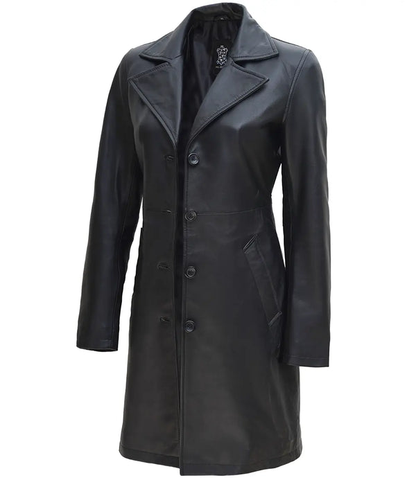 women black leather coat