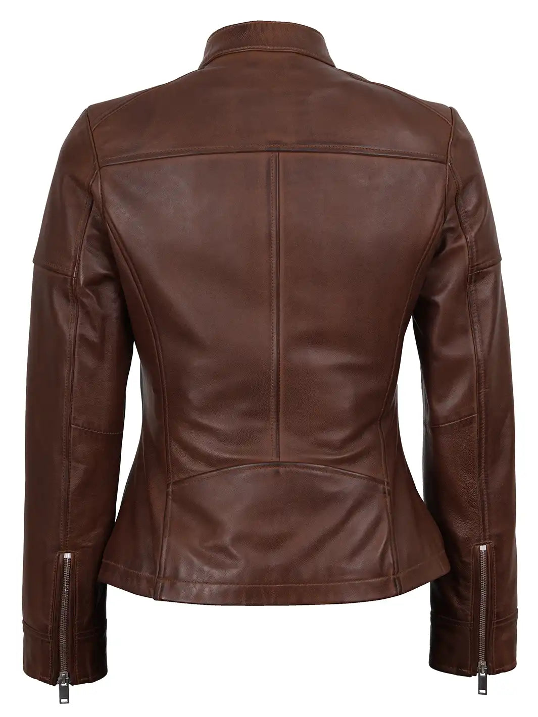 womens brown textured lambskin leather jacket