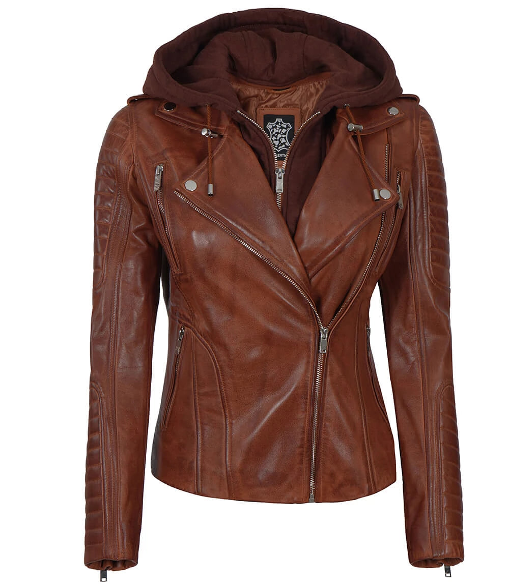 womens cognac leather jacket