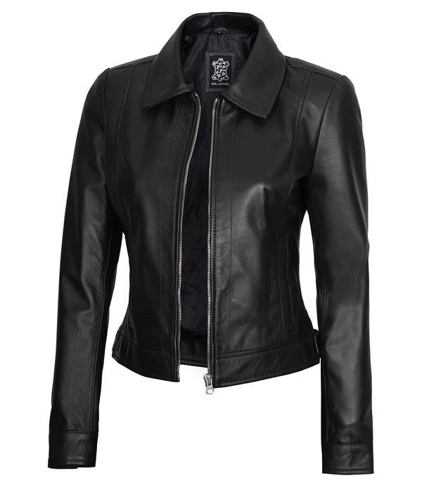 women leather black jacket