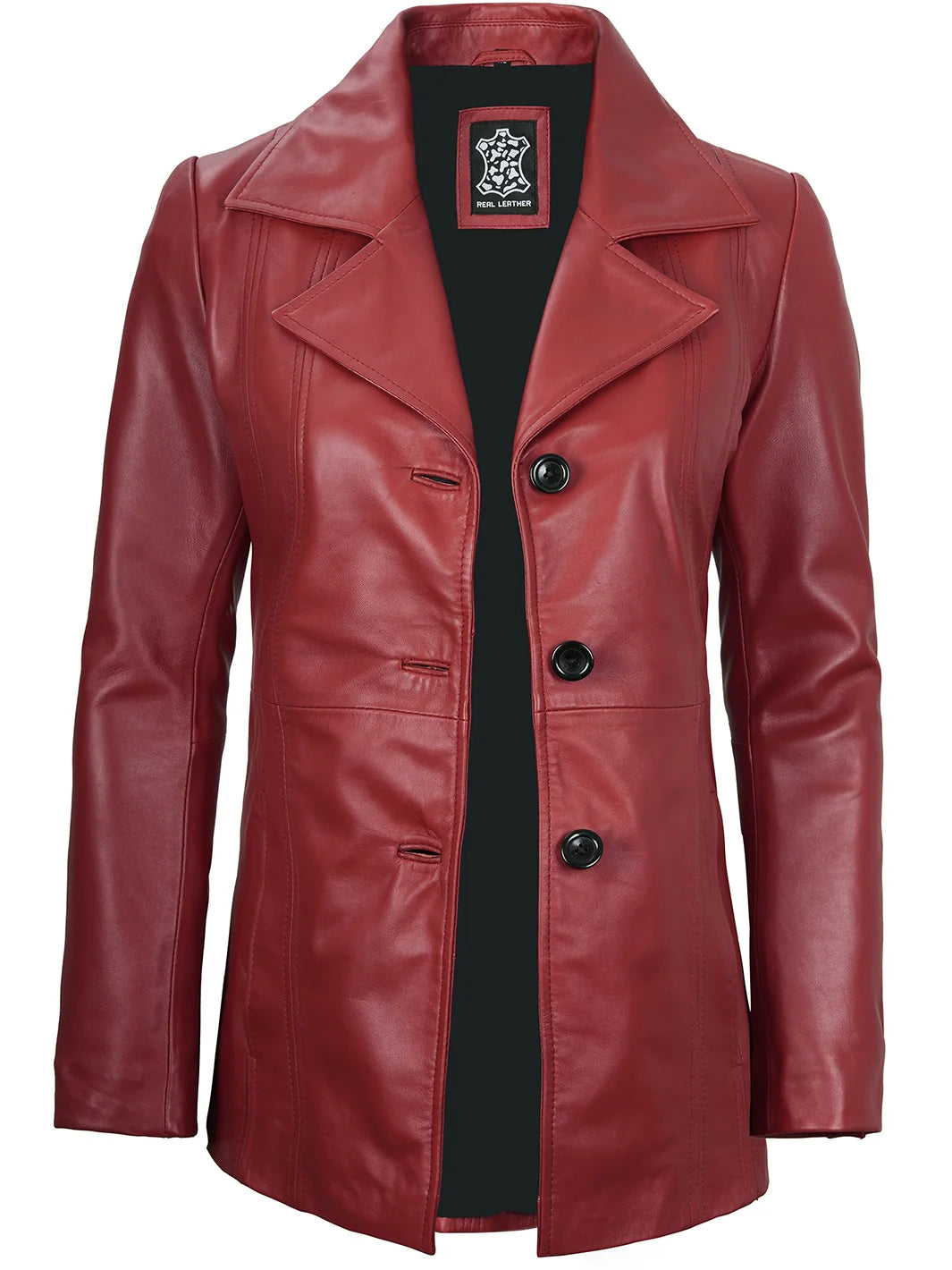 leather blazer red 