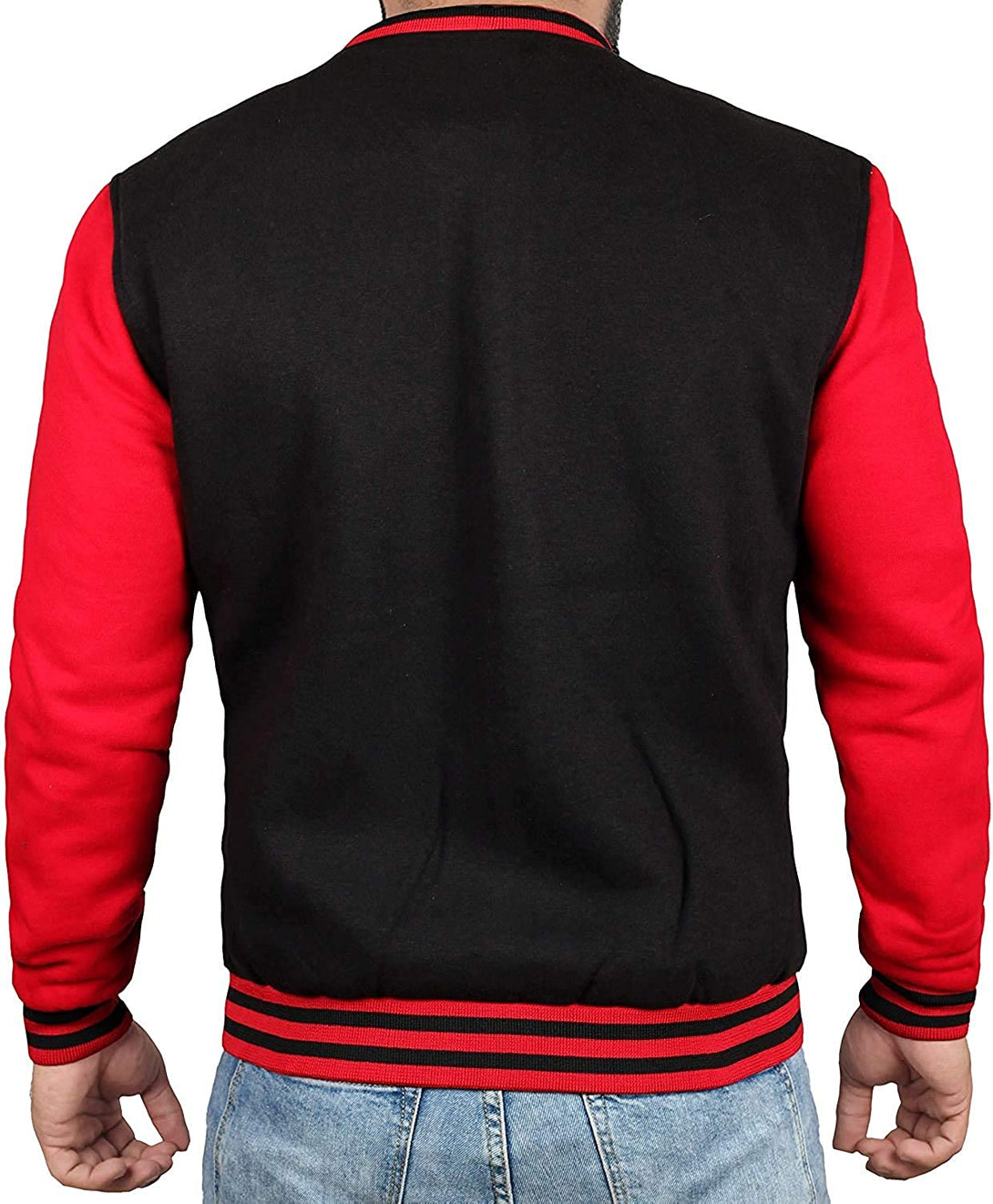 Mens Black & Red Varsity Jacket - Decrum