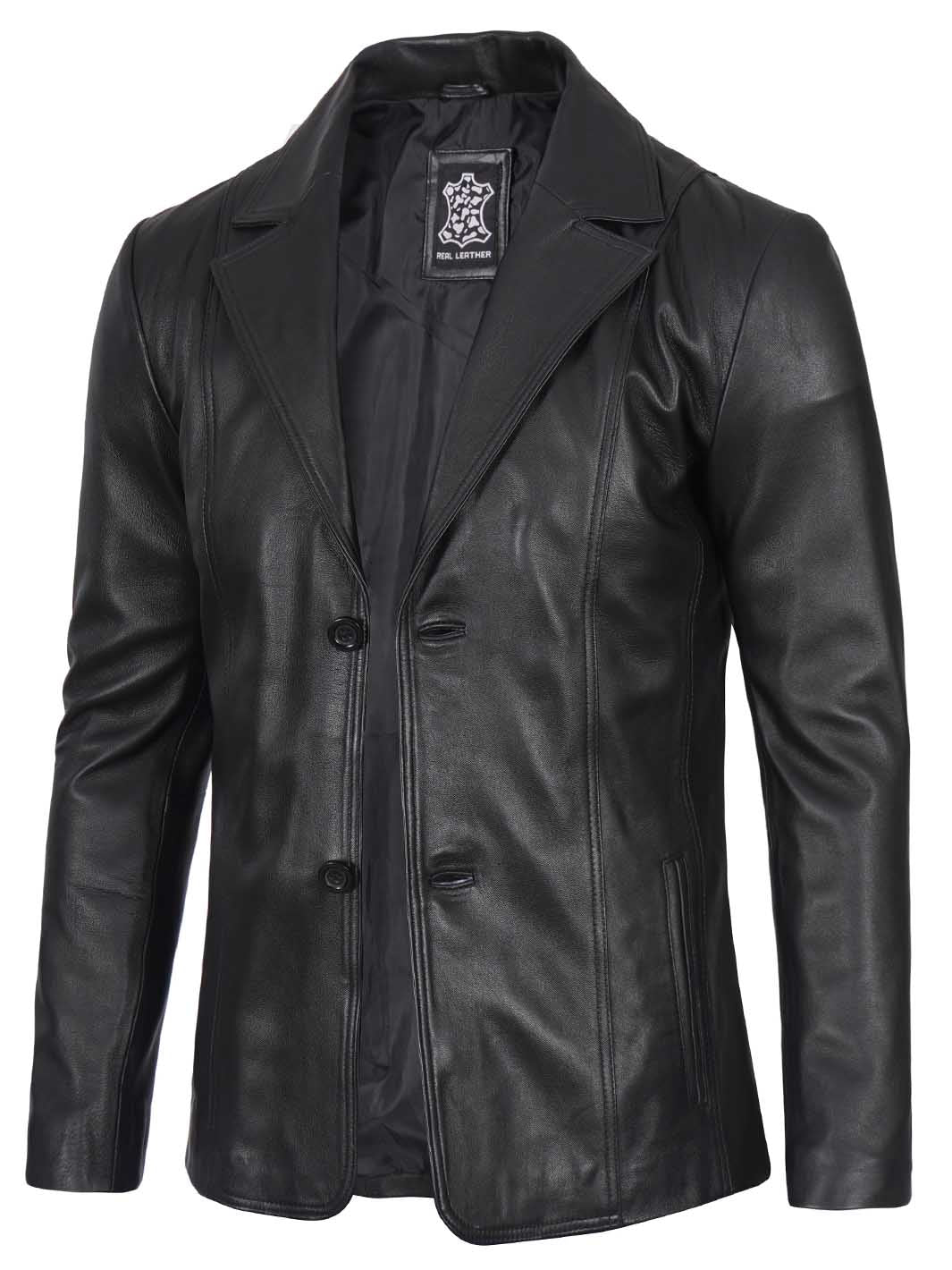 Surrey Black Leather Blazer Coat