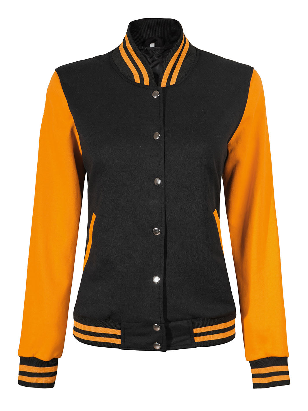 Womens Yellow & Black Plain Varsity Jacket Decrum