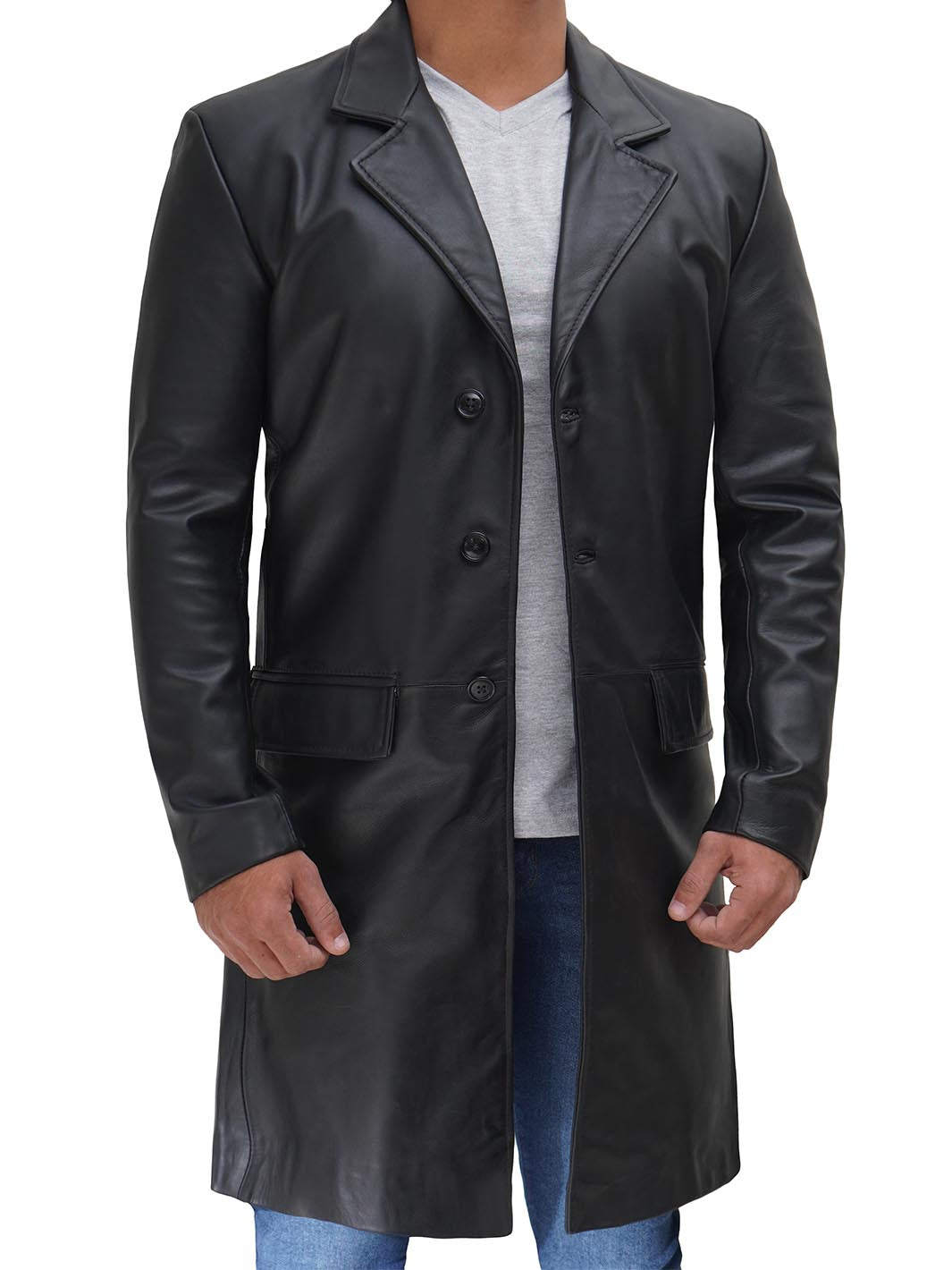 Long Black Leather Coat