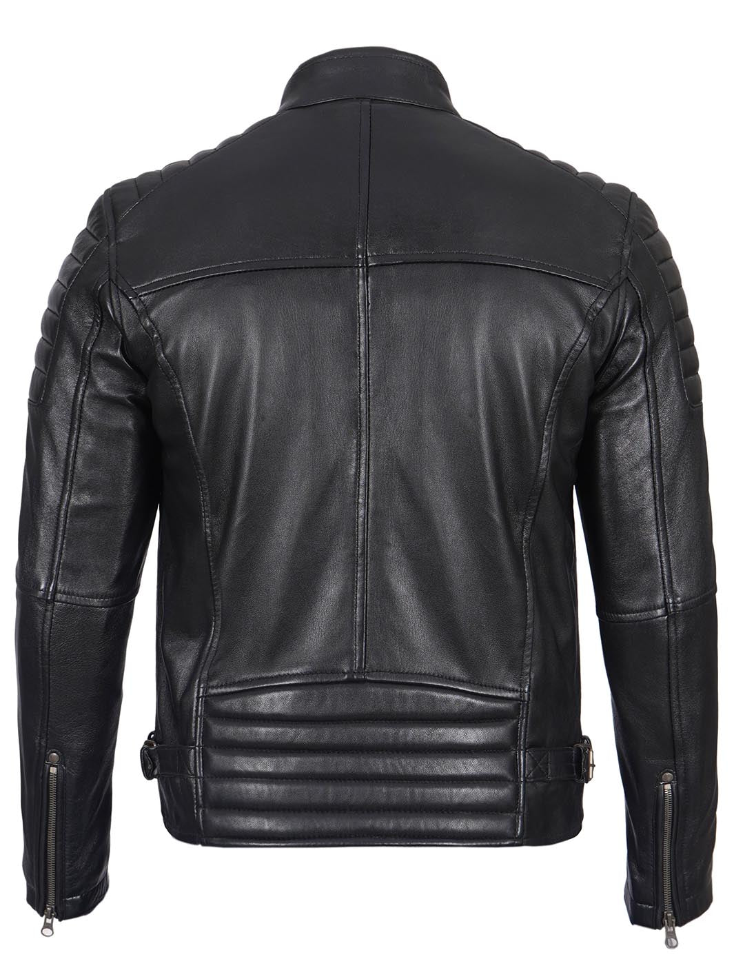 Mens Black Biker Leather Jacket