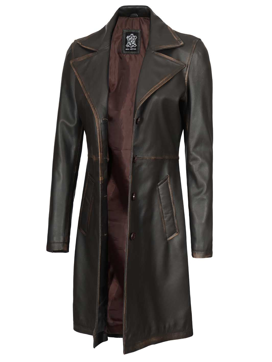 Rub Off Brown Car Coat For Women