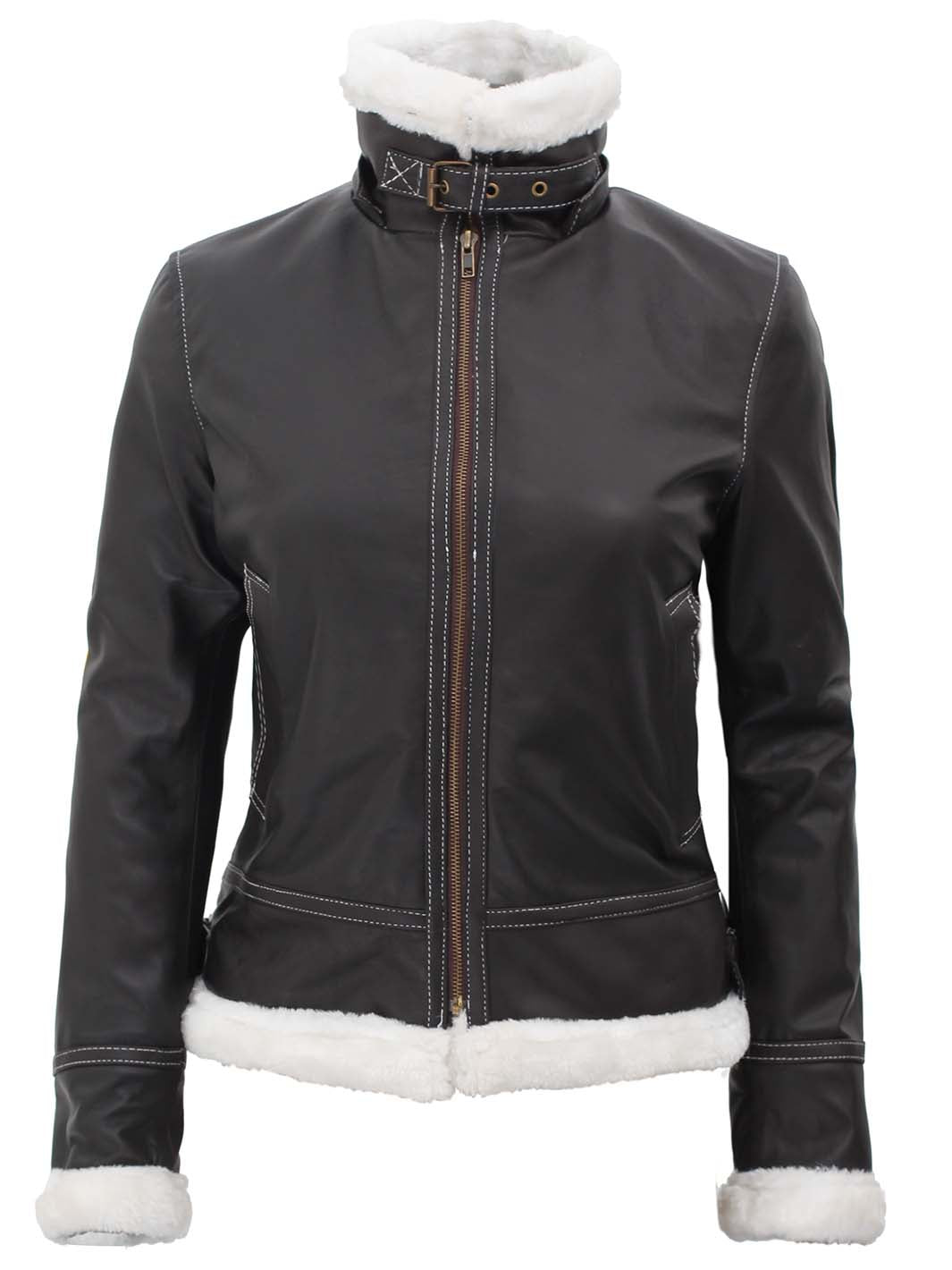 Women's Black Shearling Leather Jacket