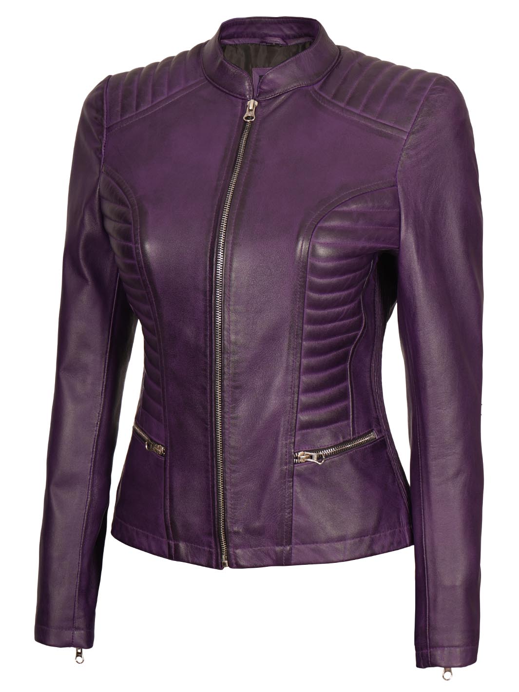 Womens Purple Real Lambskin Leather Jacket