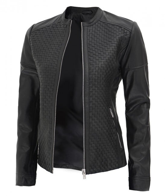 women black cafe racer leather jacket