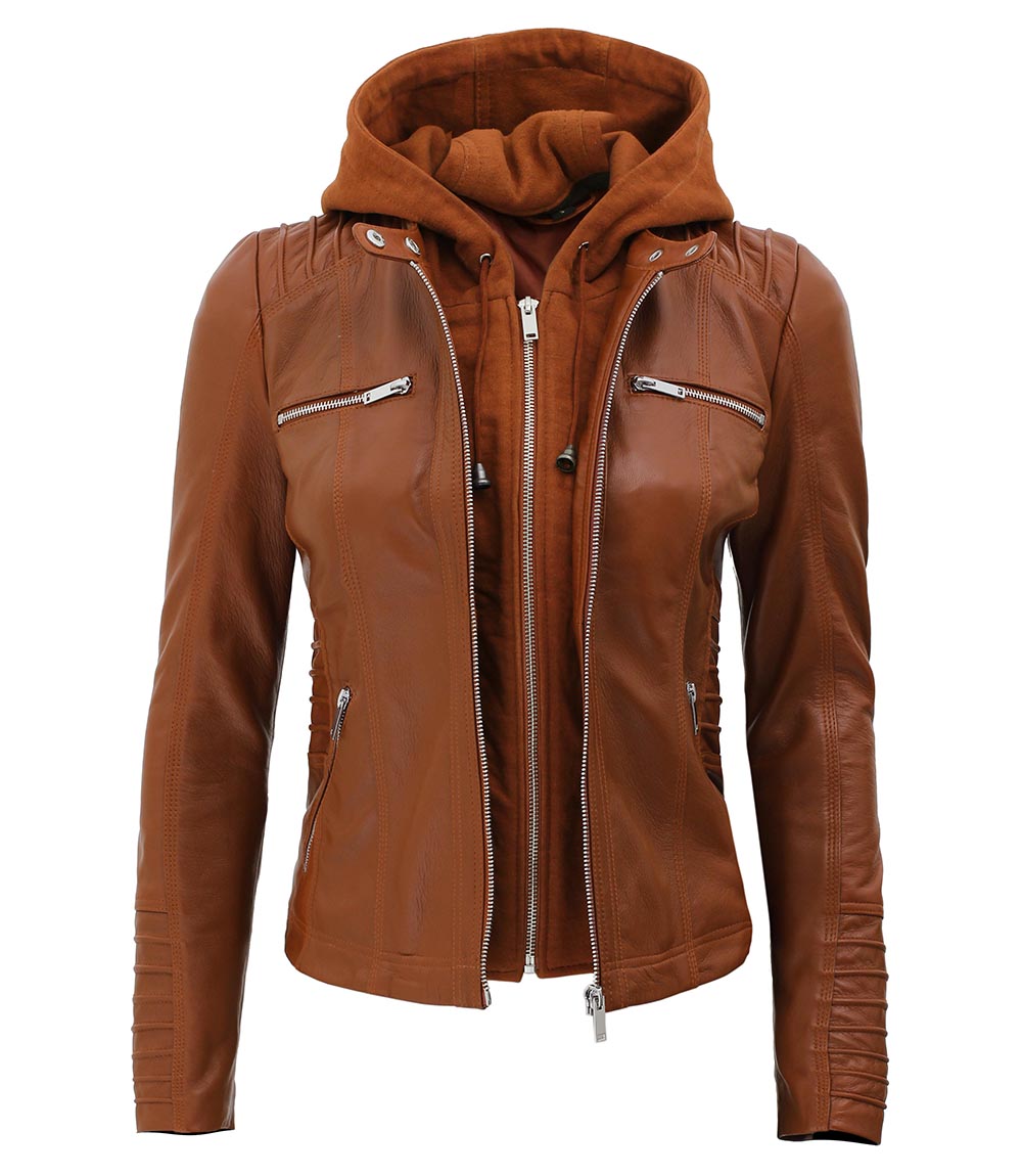 Women brown leather jacket